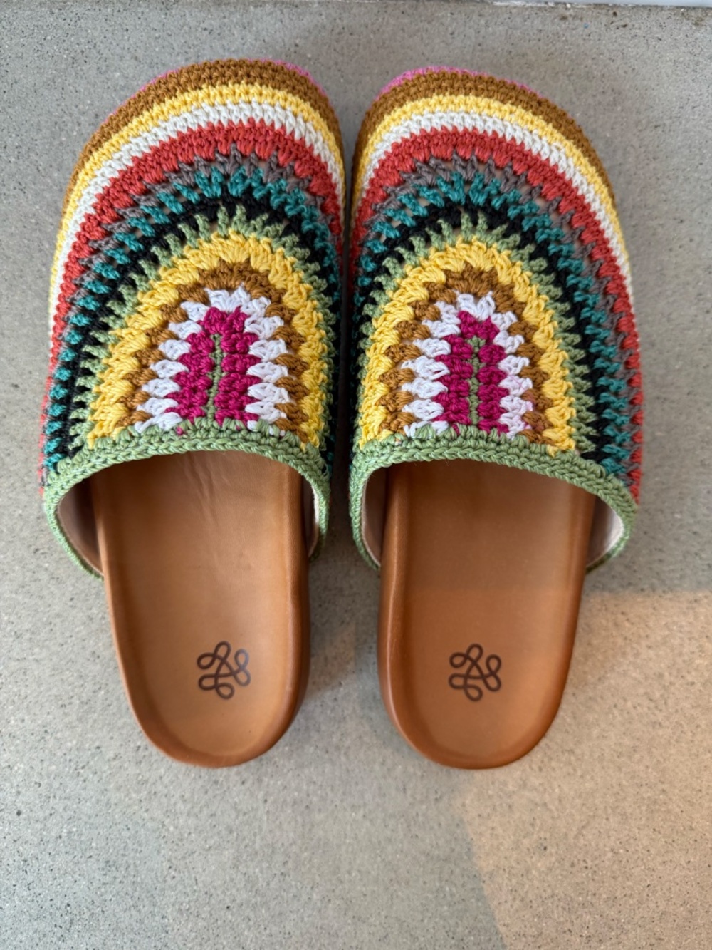 The Sak Bolinas Crochet Clog Women's Shoe's Slip on Mules Rainbow Rare Sz 8 NIB! - Picture 4 of 7